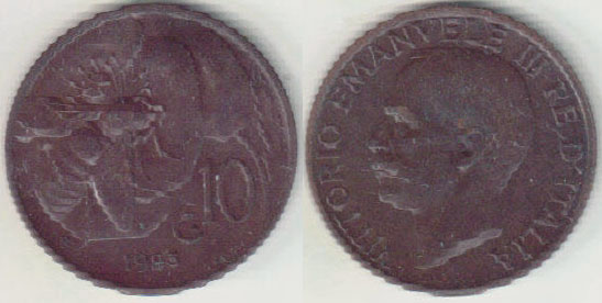 1923 Italy 10 Centesimi A008866